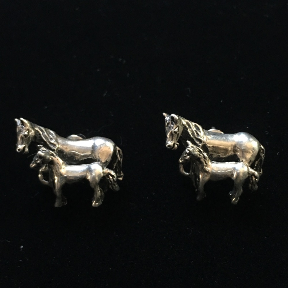 Vintage Silver Horse Earrings